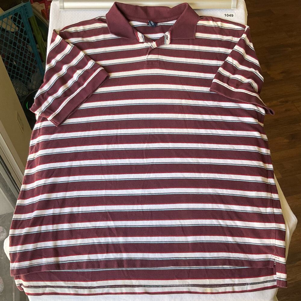High Sierra Men’s Short Sleeve Thick Polo Shirt Size 2XL, Burgundy Red & White